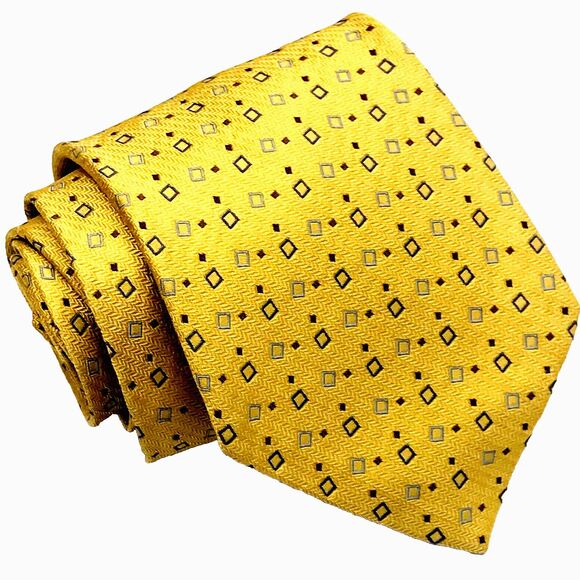 Robert Talbott Best of Class T Tie Square Geometric Gold Yellow Silk Nordstrom - Picture 7 of 10